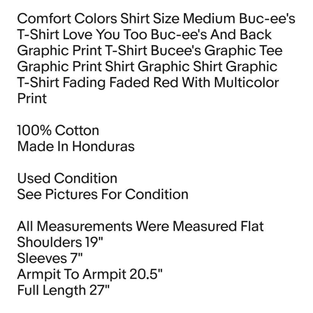 Comfort Colors Shirt Size Medium Buc-ee's T-Shirt Love You To Buc-ee's And Back - Picture 2 of 6